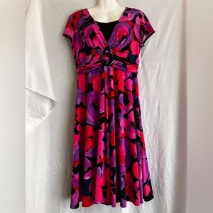Multi Colored Red Black & Purple Dress by R&M Richards Sz 12